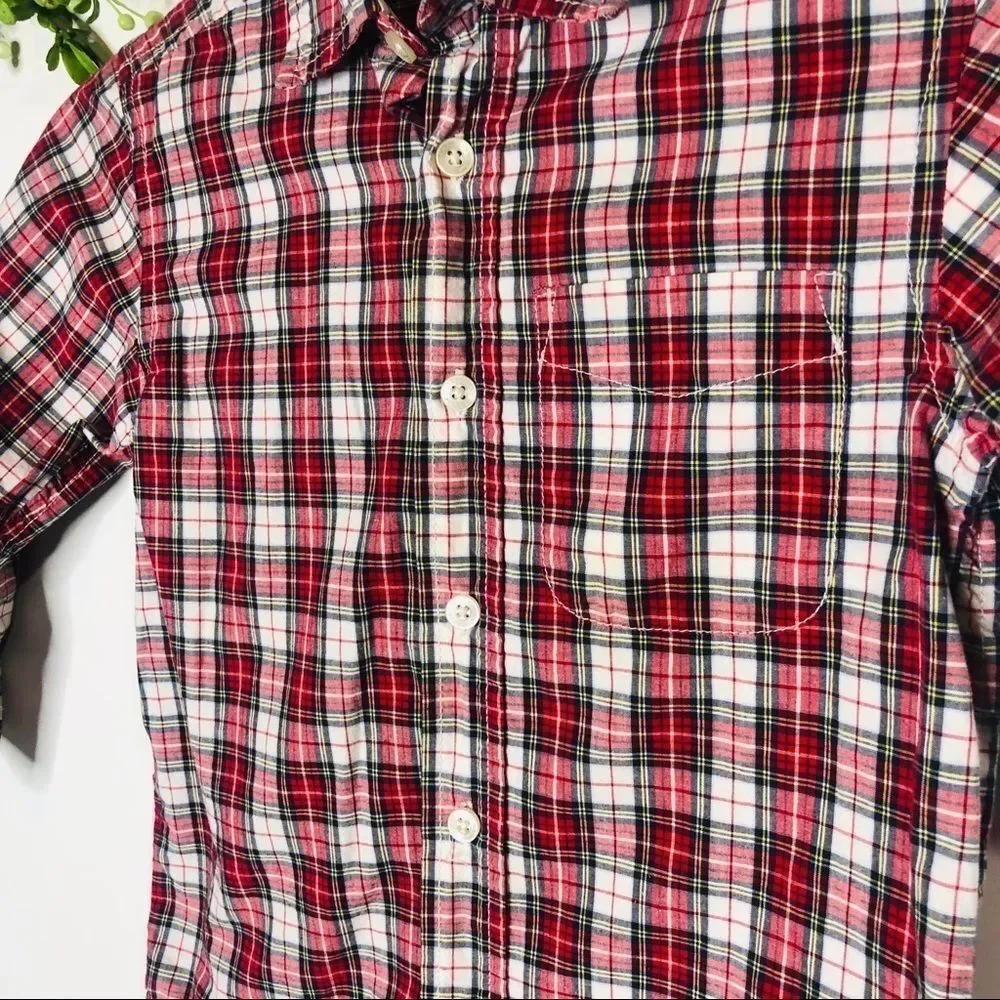 Osh Kosh B’Gosh Red White Plaid Shirt Holiday